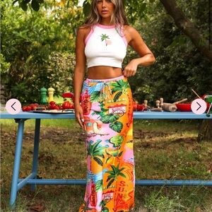 Kulani Kinis Set- Maxi Skirt and Embroidered Crop Top